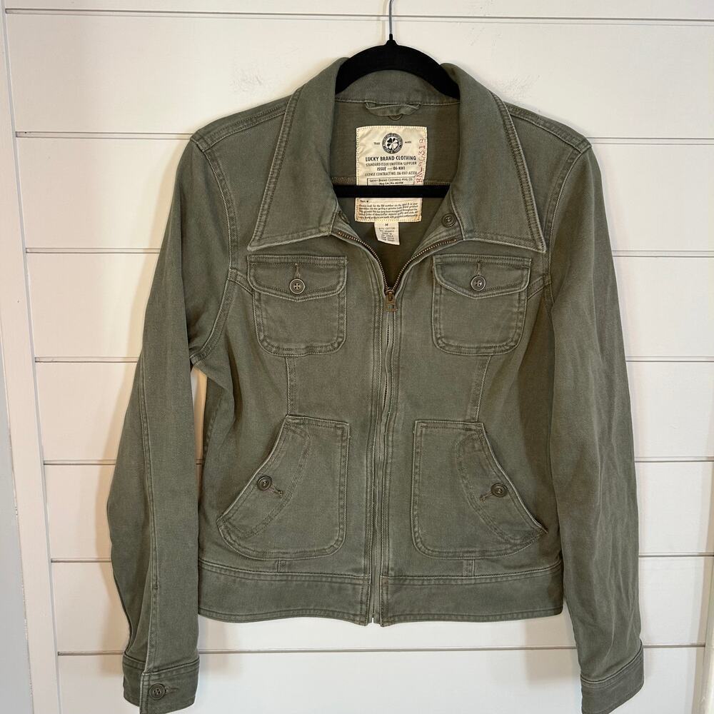 Lucky Brand Standard Issue Military Style Zip-Front Women's Jacket Sz M